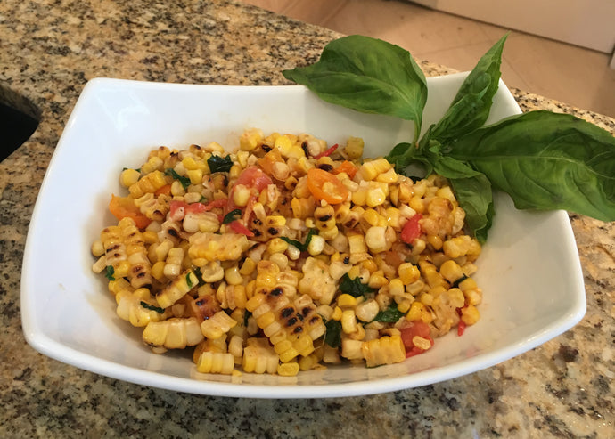 Single Recipe Download - Grilled Corn with Pearl Tomatoes & Basil